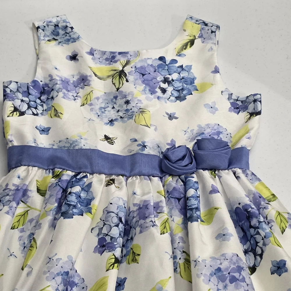 Gymboree Girls Blue Roses Floral Elegant Formal Fancy Ruffled Dress Size 12 NEW